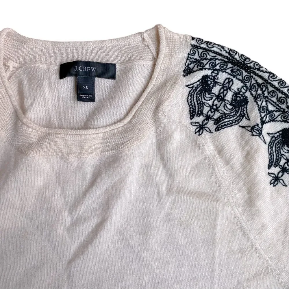 J Crew Embroidered Wool Sweater XS Oversized